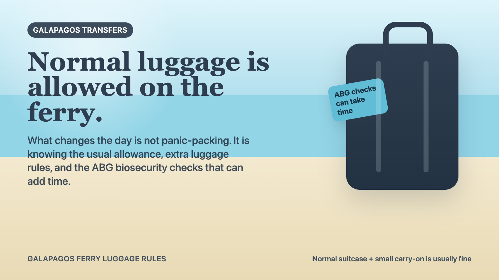 Illustrated suitcase cover for Galapagos ferry luggage rules